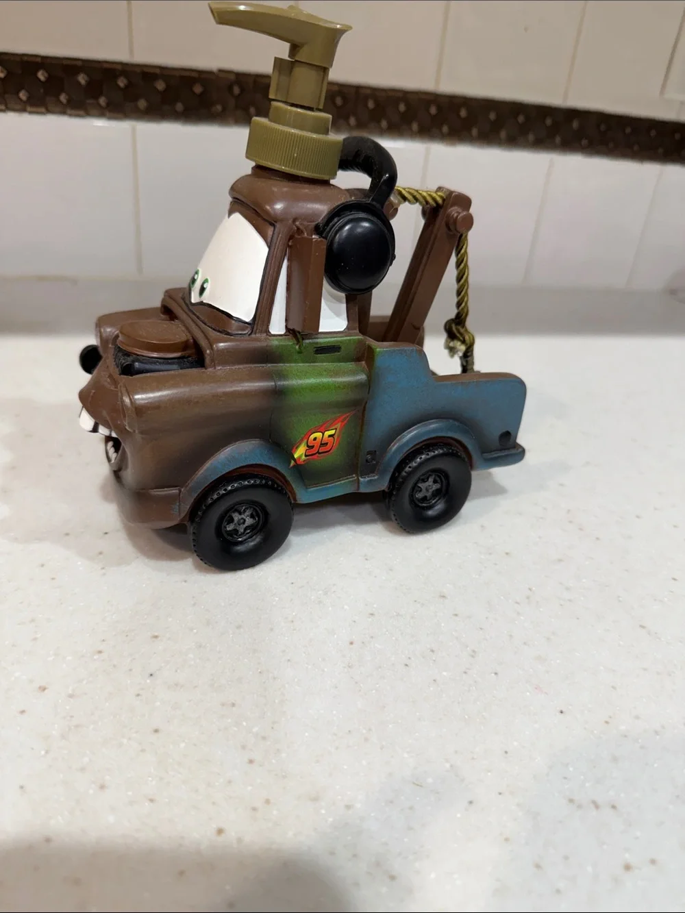Disney Pixar cars Tow Mater Brown & Green Car Soap Dispenser